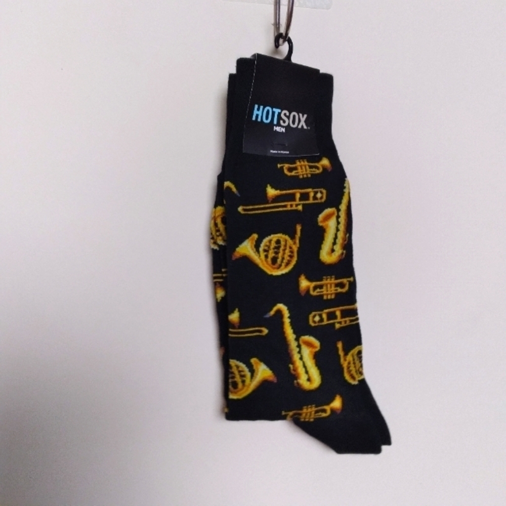 Men's Hot Sox Saxophone and Trumpet Print Novelty Casual Socks